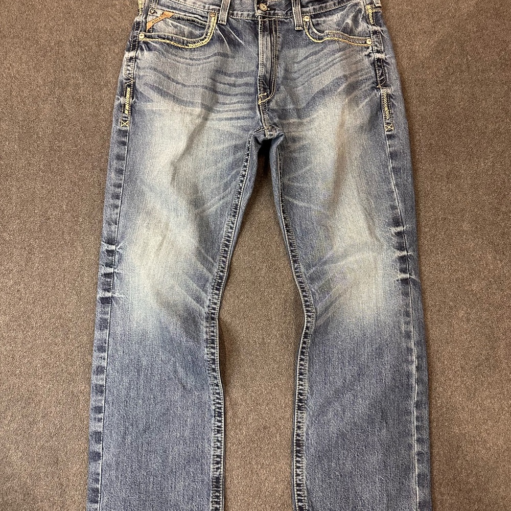 Ariat M5 Straight Fit Jeans Mens 38x30 Blue Straight Leg Mid Wash Western Work
